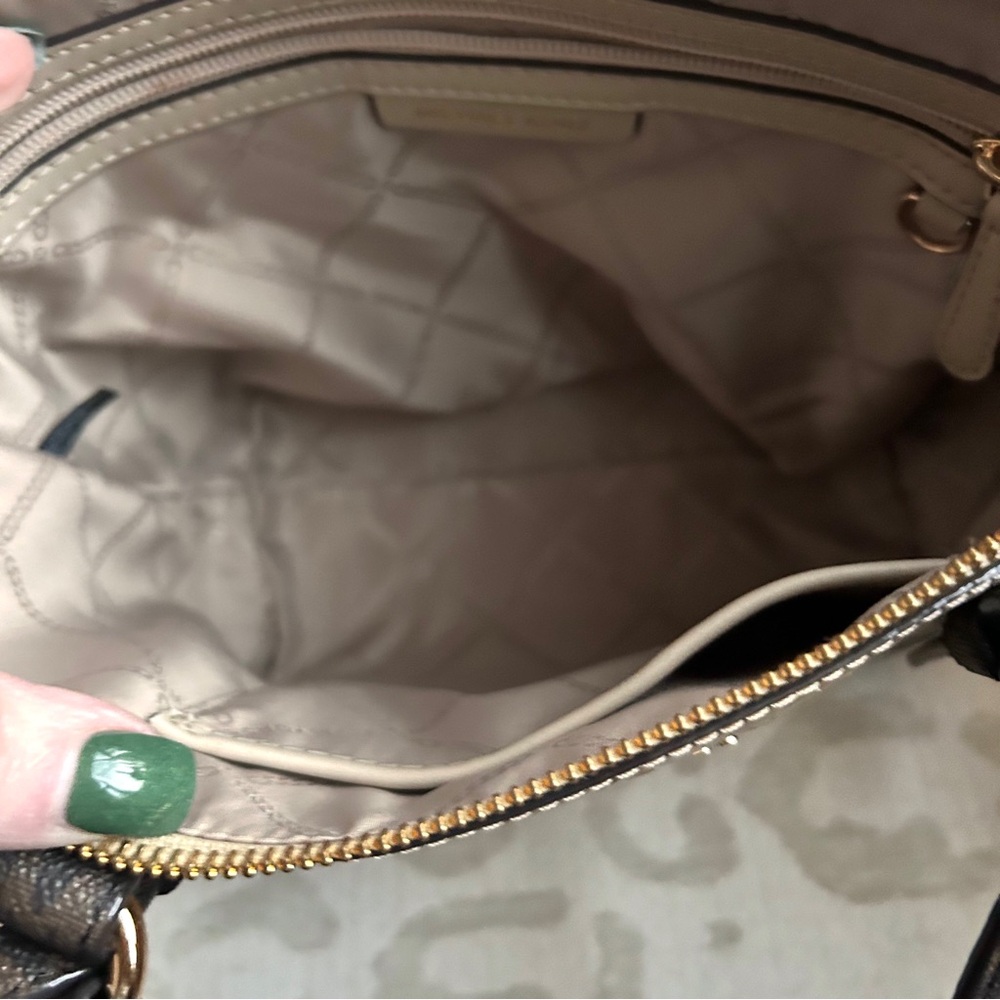 Michael Kors Gold and Brown Logo Satchel - Picture 6 of 8